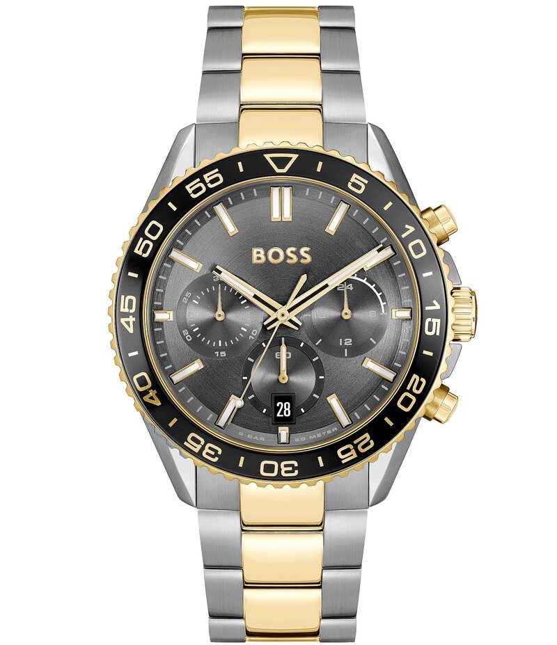 ヒューゴボス レディース アクセサリー 腕時計 Tシャツ Hugo Boss Men's Runner Quartz Chronograph Two Tone Stainless Steel Bracelet Watch Two Tone