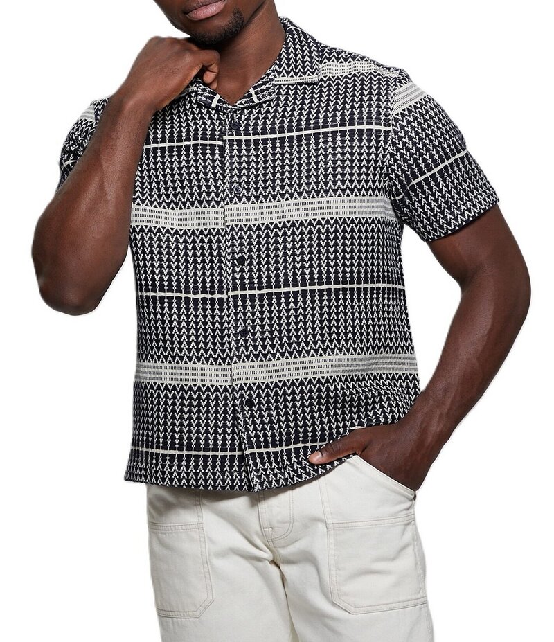 ゲス メンズ トップス シャツ Guess Short Sleeve Arrow Jacquard Shirt Smart Blue Multi ブルー