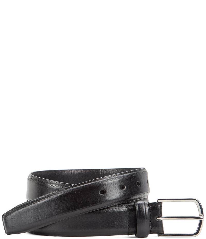 ジョンストンアンドマーフィー メンズ アクセサリー ベルト レザー Johnston & Murphy Men's Edge Embossed Leather Belt Black ブラック