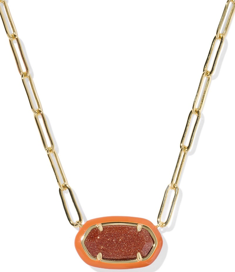 ケンドラスコット レディース アクセサリー ネックレス・チョーカー レース Kendra Scott Elisa Enamel Frame Paperclip Short Pendant Necklace Gold Orange Goldstone オレンジ