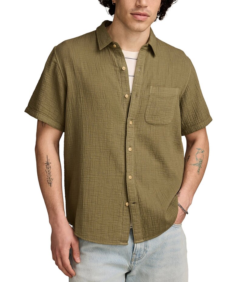ラッキーブランド メンズ トップス シャツ Lucky Brand Short Sleeve Gauze Shirt Deep Liche
