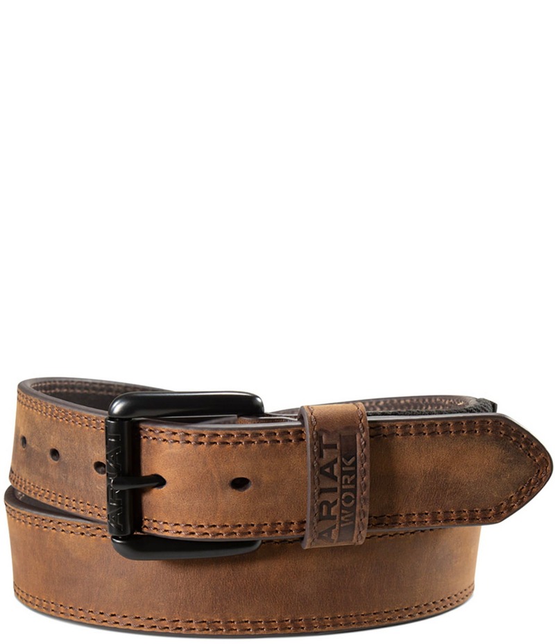アリアト メンズ 付属物 胴締め なめし革 Ariat Belt Work Elastic Insert Leather Belt Brown 赤銅色 バッグ・小物・ブランド雑貨-ベルト・サスペンダー-メンズベルト
