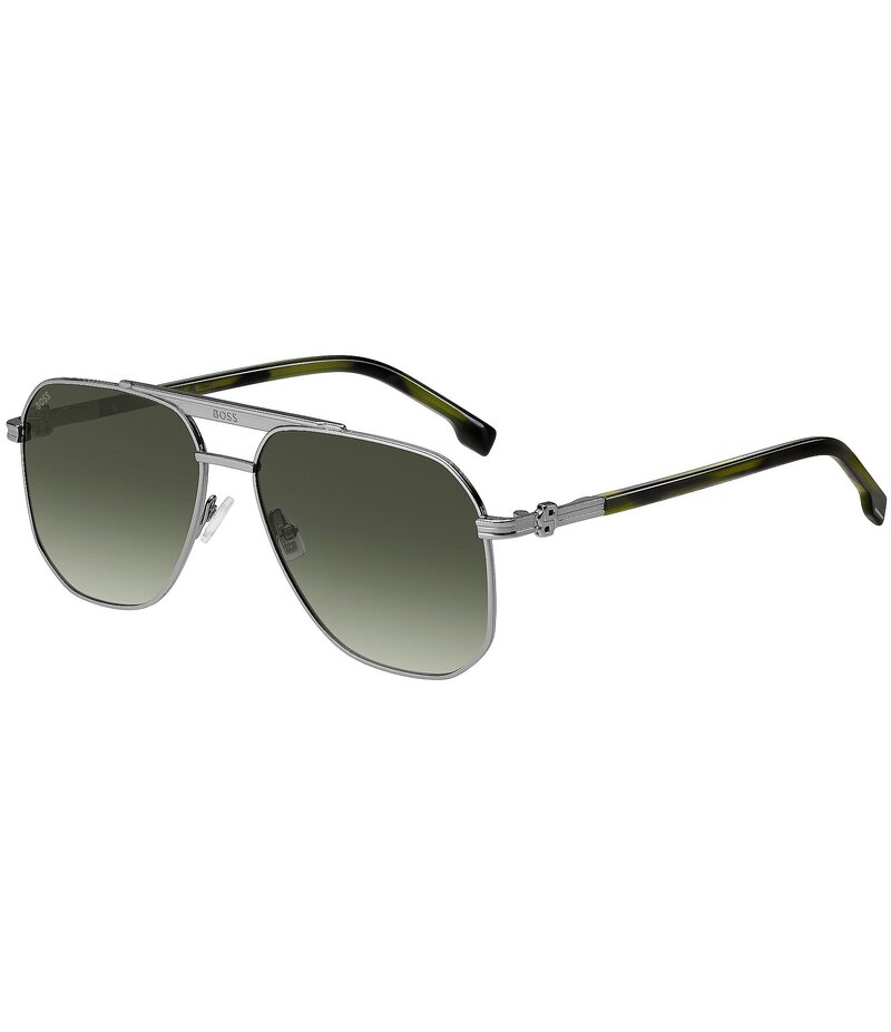 ヒューゴボス レディース アクセサリー サングラス・アイウェア Hugo Boss Men's Boss1743 59mm Aviator Sunglasses Ruthenium Grey Horn グレー