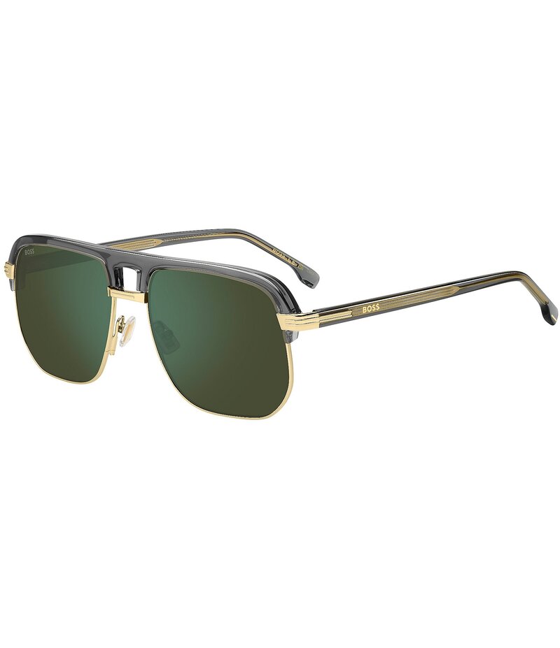 ヒューゴボス レディース 付属品 サングラス・アイウェア Hugo Boss Men\u0027s Boss1752 59粍 Square Sunglasses Grey Gold Brown Gradient 薄墨色