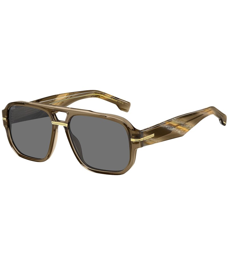ヒューゴボス レディース 付属品 サングラス・アイウェア Hugo Boss Men\u0027s Boss1718 57粍 Aviator Sunglasses Brown 赤銅色