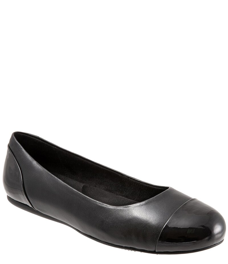 ソフトウォーク レディース シューズ パンプス キャップ レザー SoftWalk Sonoma Leather Cap Toe Ballerina Slip-On Flats Black ブラック