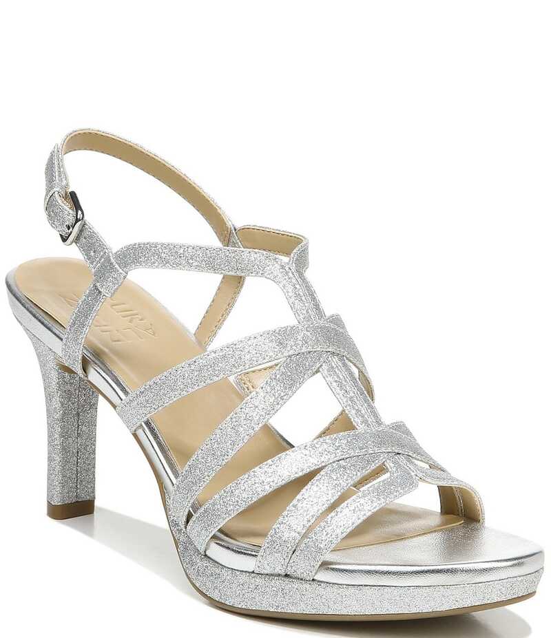ナチュライザー レディース シューズ サンダル Naturalizer Baylor Glitter Strappy Dress Sandals Silver Glitter シルバー｜ReVida 店