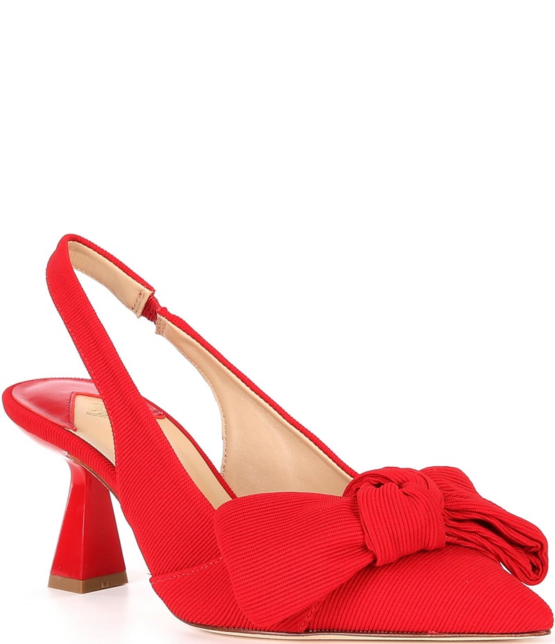 アントニオ メラーニ レディース シューズ ヒール リブ Antonio Melani Lenore Ribbed Bow Detail Slingback Pumps Red Jasper レッド