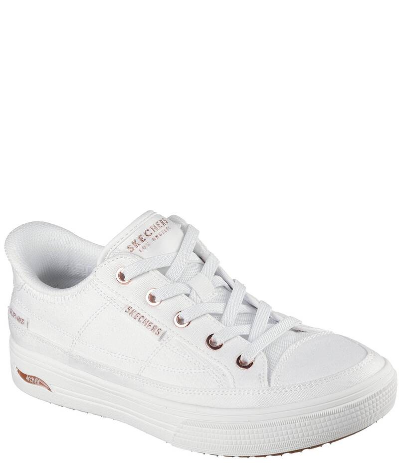 スケッチャーズ レディース シューズ スニーカー Skechers Arch Fit Arcade See Ya There Canvas Retro Sneakers White ホワイト