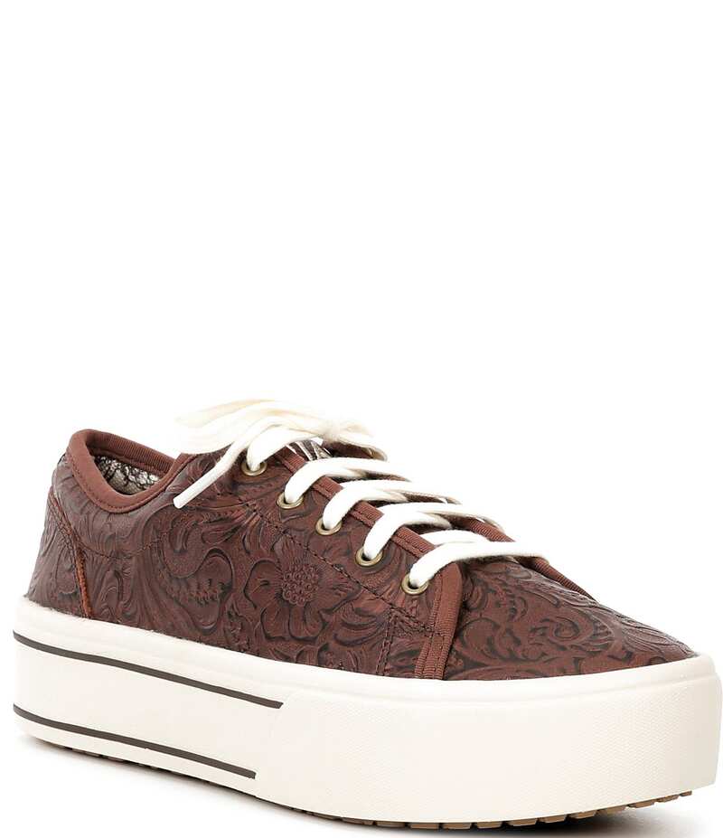 アリアト レディース ボトムス カジュアルパンツ フラワー柄 プラットフォーム スニーカー レース レザー フラワー Ariat Women's Skylar Floral Embossed Leather Lace Up Platform Sneakers Brown ブラウン｜ReVida 店 23,532円