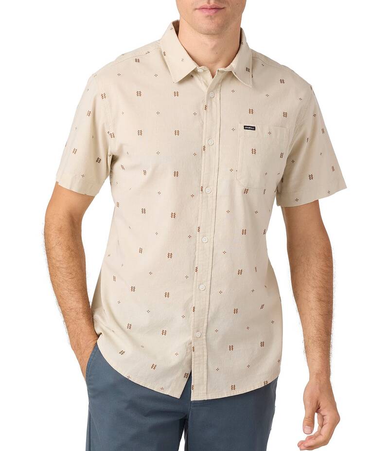 オニール メンズ トップス シャツ プリント O'Neill Shields Printed Short Sleeve Dobby Shirt Light Khaki カーキ