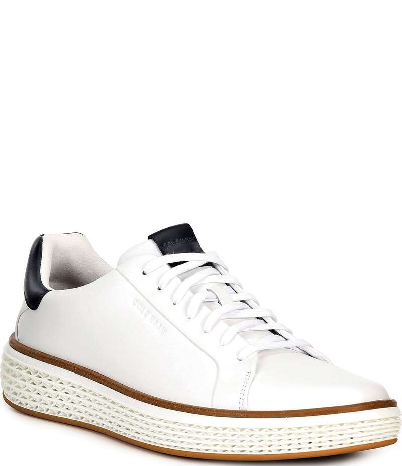 コールハーン メンズ シューズ ドレスシューズ スニーカー レザー Cole Haan Men's GrandPro Court SKYWEAVE Leather Sneakers Optic White/CH Midnight Moon/White ホワイト
