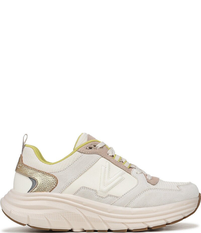 バイオニック レディース シューズ スニーカー カラーブロック Vionic Walk Max Skyline Colorblock Sneakers Ivory/Gold アイボリー｜ReVida 店