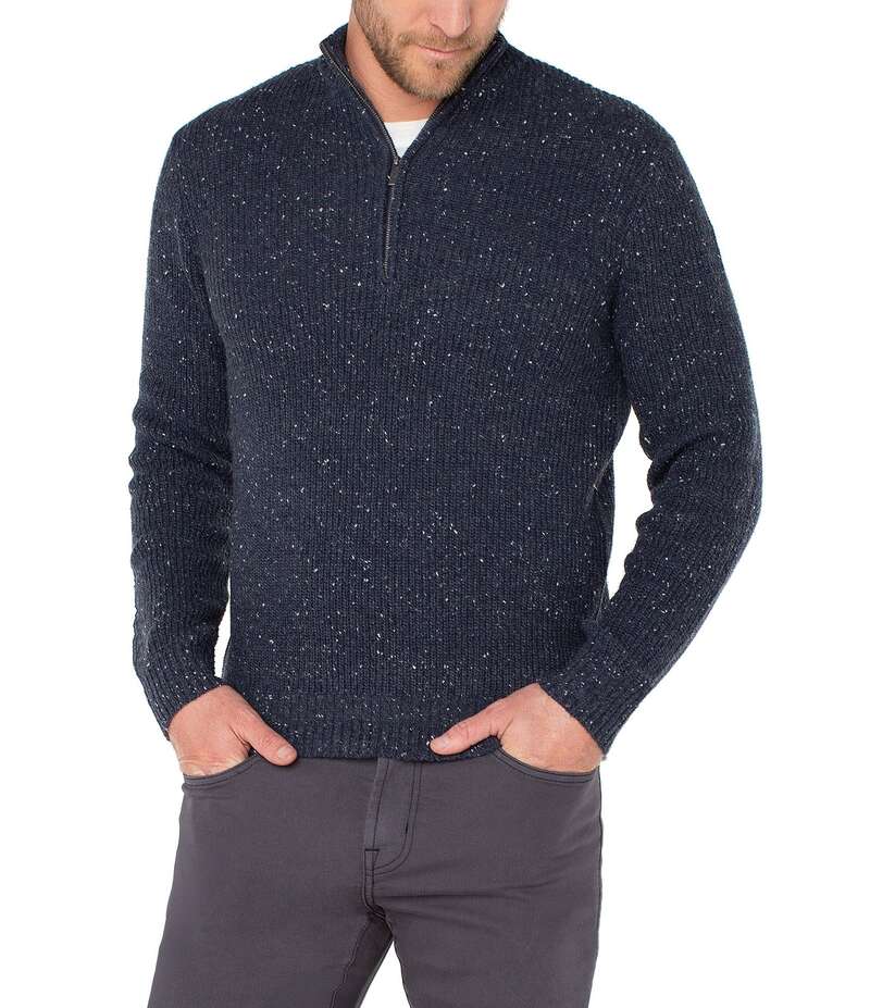 リヴァプール ロサンゼルス メンズ アウター ニット・セーター ハーフジップ ウール セーター Liverpool Los Angeles Quarter Zip Long Sleeve Wool Blend Sweater Indigo Blue インディゴ