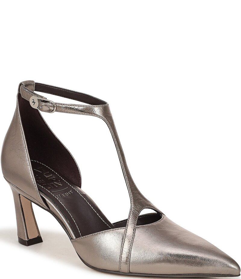 ナチュライザー レディース シューズ パンプス レザー Naturalizer Ezlyn Leather Pointed Toe T-Strap Dress Pumps Patina Pewter ピューター