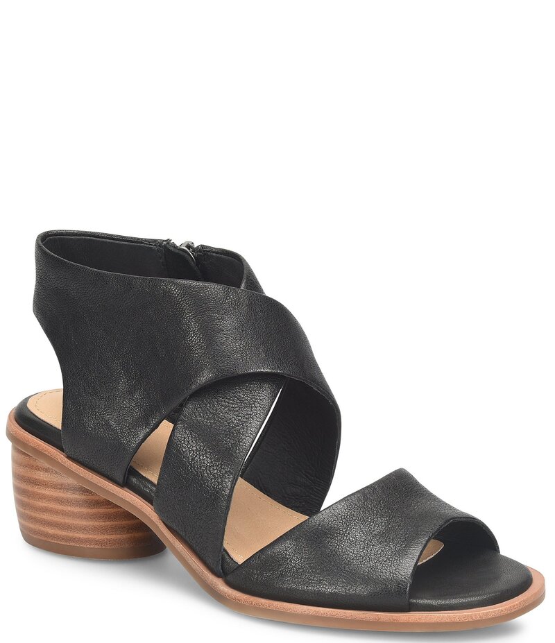 ソフト レディース シューズ サンダル レザー ヒール Sofft Camille Leather Zip Architectural Heel Sandals Black ブラック