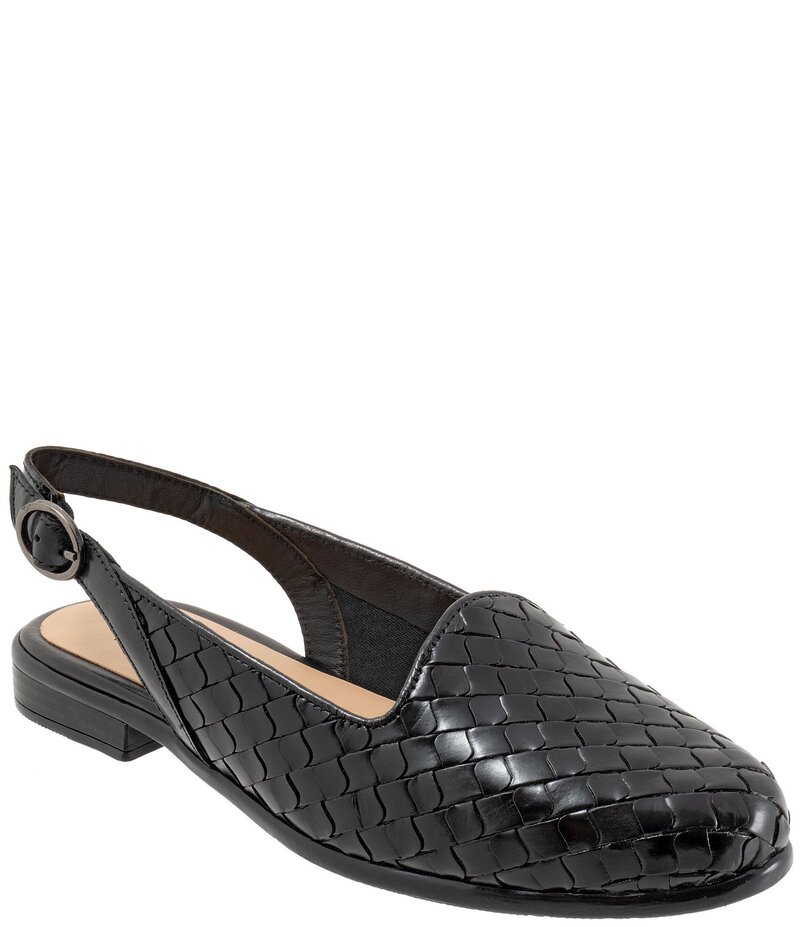 トロッターズ レディース シューズ パンプス レザー Trotters Lea Woven Leather Sling Flats Black ブラック