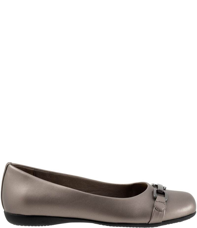 トロッターズ レディース シューズ パンプス Trotters Sadie Square Toe Bit Buckle Flats Pewter ピューター