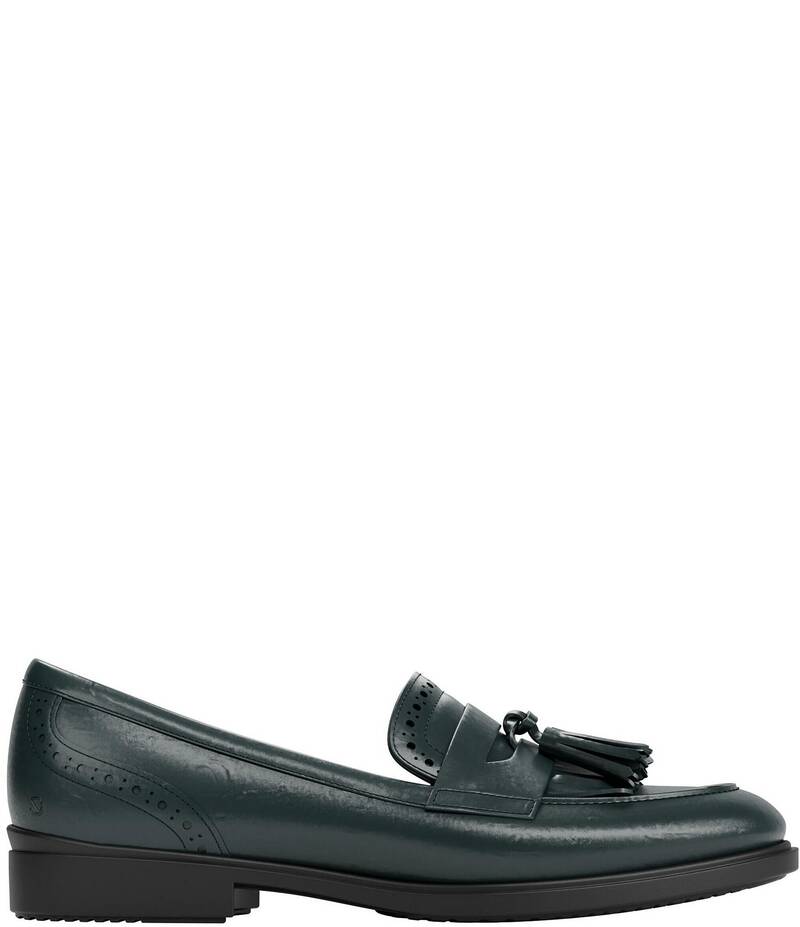 残響音 レディース シューズ パンプス ブローグ なめし革 置き目毛革 ECCO Women\u0027s Classic Tassel Leather Brogue Detail Penny Loafers Sea Tangle
