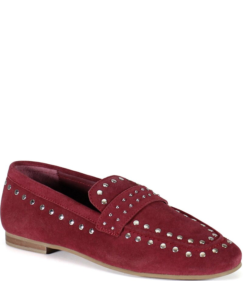 ディバトゥルー レディース シューズ スリッポン・ローファー スエードクロス 置き目毛革 Diba True Can Yon Studded Suede Square Toe Loafers Deep Cherry ローファー-靴