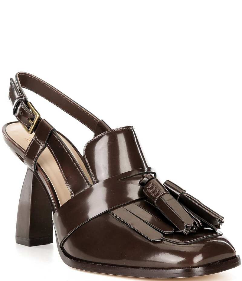 アントニオ メラーニ レディース シューズ ヒール レザー ローファー フリンジ Antonio Melani Cinthia Leather Fringe Tassel Loafer Slingback Pumps Ground Coffee コーヒー