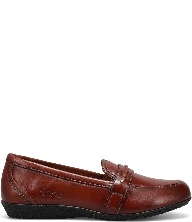 タオスフットウェア レディース シューズ パンプス なめし革 置き目毛革 Taos Footwear Gabby Leather Penny Loafers Cognac