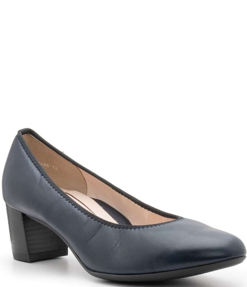 アラ レディース シューズ パンプス なめし革 踵 ara Kendall Leather Block Heel Pumps Navy Leather 米国海軍