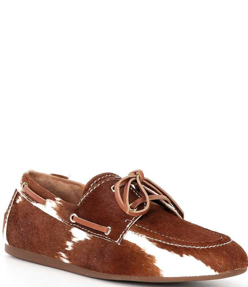 ジャンビニ レディース シューズ パンプス プリント ローファー Gianni Bini Lionel Cow Print Haircalf Flat Loafers White/Brown ホワイト 14,425円
