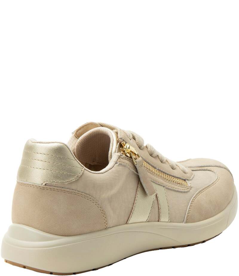 アレグリア レディース シューズ スニーカー ナイロン スピード競技 Alegria Eazeer Nylon Lace Up Zip Sneakers Beige ベージュ