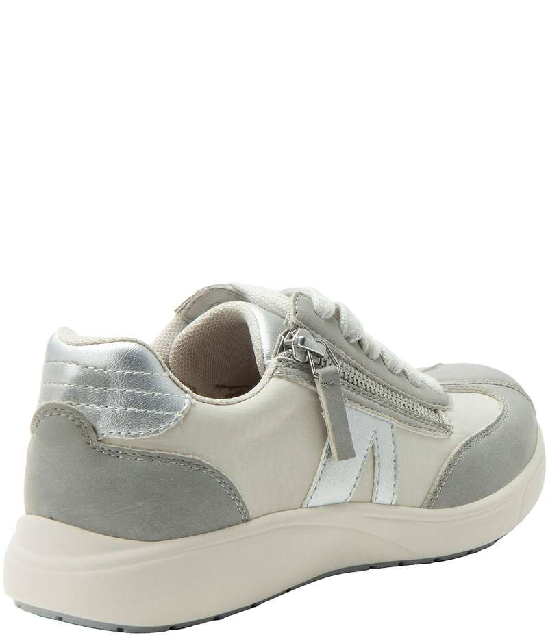 アレグリア レディース シューズ スニーカー ナイロン スピード競技 Alegria Eazeer Nylon Lace Up Zip Sneakers Grey 薄墨色