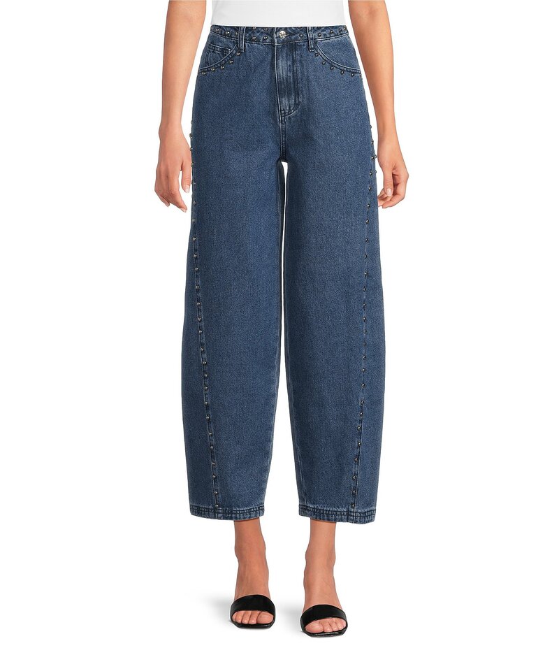 ネバーフリードレスド レディース ボトムス デニムパンツ デニム ジーンズ Never Fully Dressed Studded Structure Barrel Denim Jeans Blue ブルー