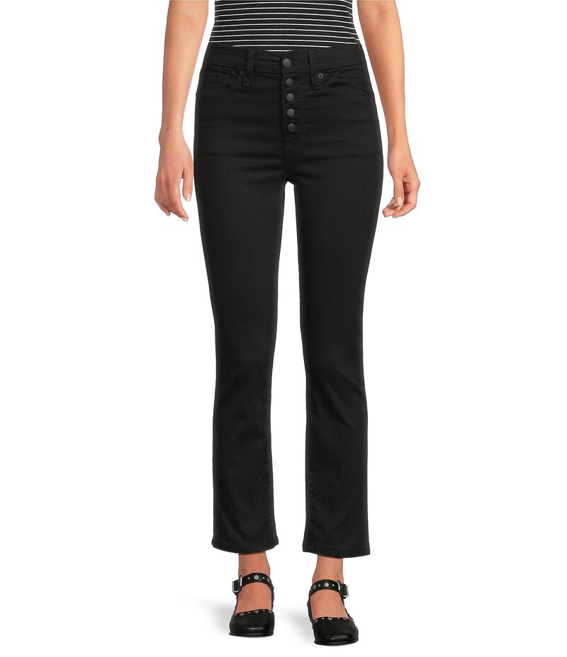 好ましいアメリカン レディース ボトムス ジーンズズボン下 デニム Good American Never Fades Good Legs Mid Rise Straight Jeans Black001