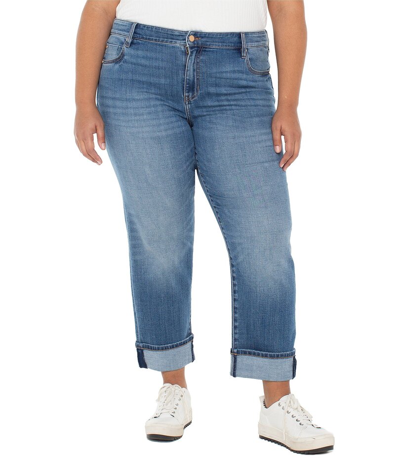 リヴァプール ロサンゼルス レディース ボトムス デニムパンツ プラスサイズ デニム ジーンズ Liverpool Los Angeles Plus Size Marley Girlfriend Cuffed Crosshatch Denim Jeans Campus デニム 22,260円