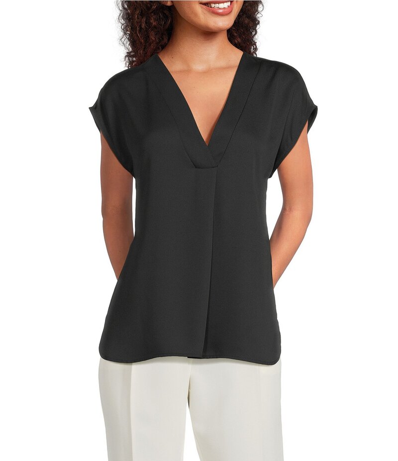マレーラ レディース トップス シャツ Vネック サテン Marella Brina Globo V-Neck Satin Kimono Sleeves Top Black ブラック|ReVida 店