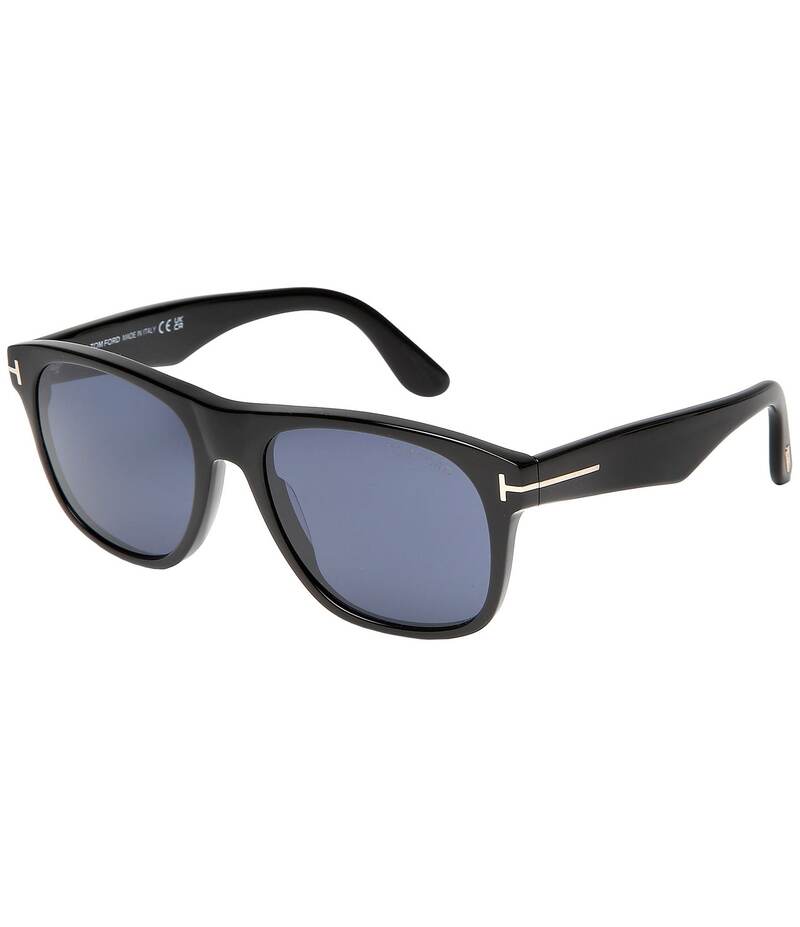 トム・ジェラルド・r・フォード レディース 付属物 サングラス・アイウェア TOM FORD Men\u0027s Marlon 55粍 Square Sunglasses Shiny Black/Blue 黒いこと