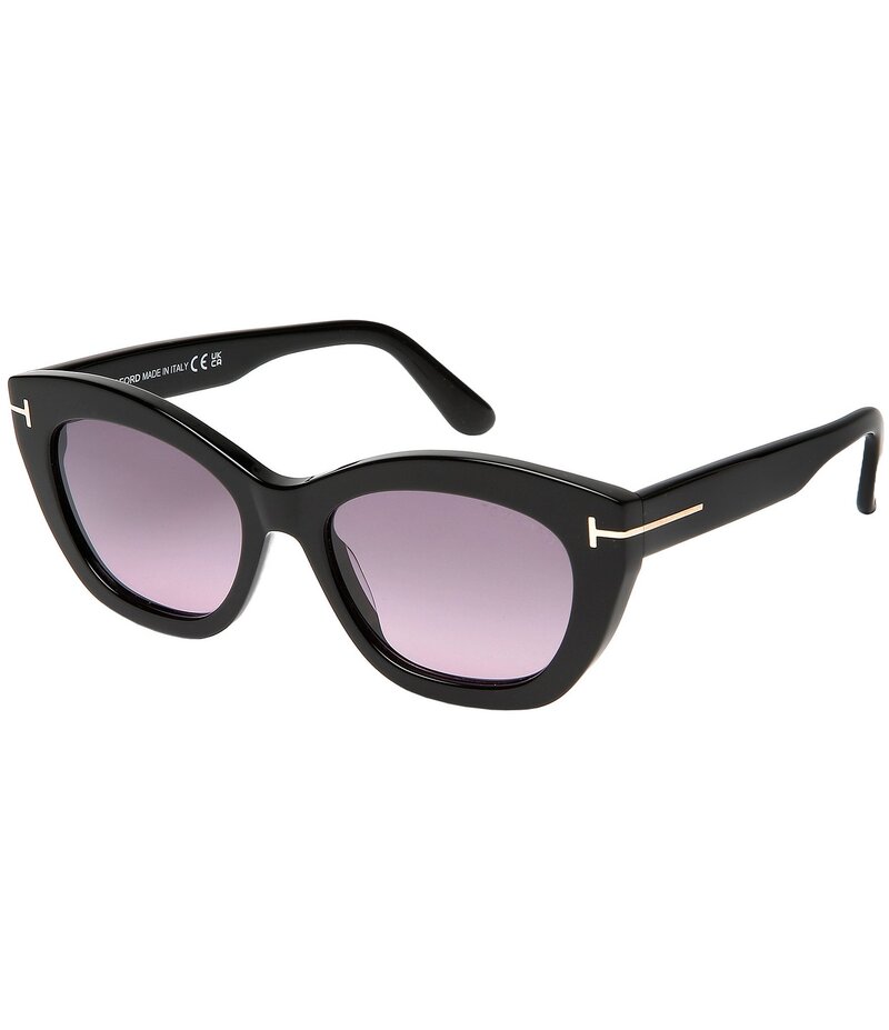 トム・ジェラルド・r・フォード レディース 添え物 サングラス・アイウェア TOM FORD Women\u0027s Linda 53粍 Butterfly Sunglasses Shiny Black/Smoke to Purple 黒いこと