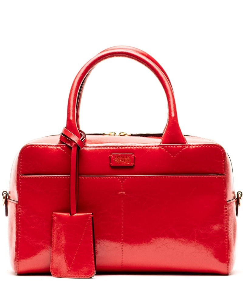 フランセスバレンタイン レディース バッグ ハンドバッグ レザー FRANCES VALENTINE Crinkle Leather Bunny Satchel Bag Red レッド
