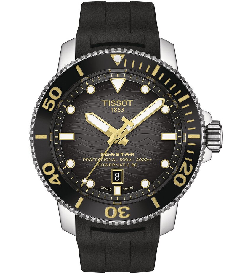 ティソット レディース アクセサリー 腕時計 Tissot Men's Seastar 2000 Professional Powermatic Sport Collection Automatic Rubber Strap Black ブラック