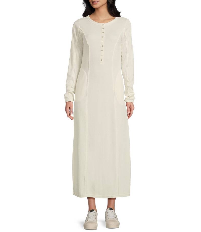 チェルシーアンドバイオレット レディース トップス ワンピース マキシワンピース マキシ C&V Chelsea & Violet Long Sleeve Henley Maxi Dress Birch