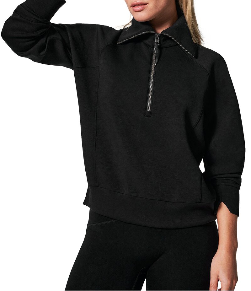 スパンク レディース アウター コート ハーフジップ ジャケット Spanx AirEssentials Long Sleeve Half Zip Jacket Very Black ブラック