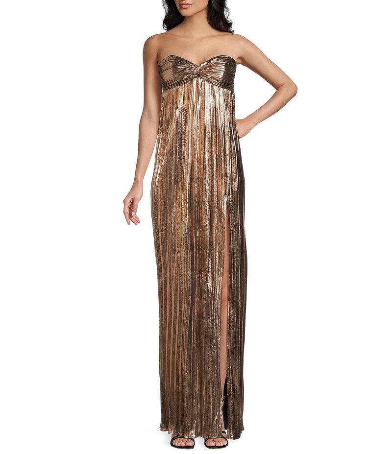 シティヴァイブ レディース トップス ワンピース フロントスリット City Vibe Twist Front Bandeau Removable Strap Front Slit Dress Black/Rose Gold ブラック