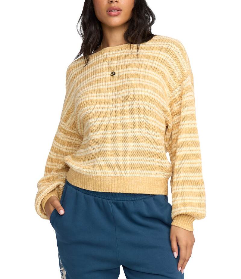 ビラボン レディース アウター ニット・セーター セーター ニット Billabong Striped Long Sleeve Knit Sweater Gold Coast ゴールド|ReVida 店