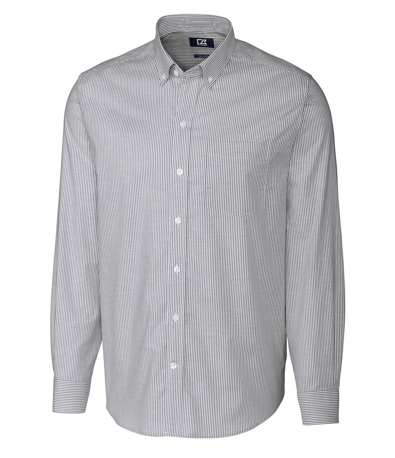 カッターアンドバック メンズ トップス シャツ オックスフォード トール 長袖 Cutter & Buck Big & Tall Stripe Stretch Oxford Long-Sleeve Woven Shirt Charcoal チャコール