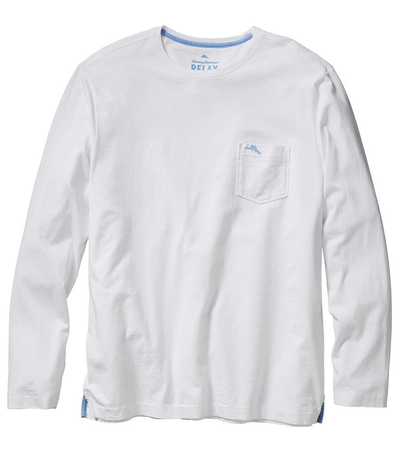 トッミーバハマ メンズ トップス シャツ クルーネック トール Tシャツ Tommy Bahama Big & Tall Long Sleeve Crew Neck Bali Skyline T-Shirt White ホワイト