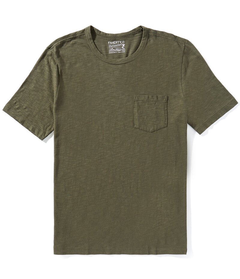 ファレティ メンズ トップス シャツ Tシャツ コットン Faherty Sunwashed Organic Cotton Pocket Short Sleeve T-Shirt Fall Evergreen