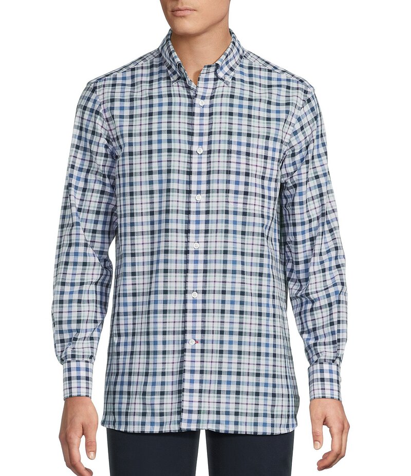 ダニエル クレミュ メンズ トップス プルオーバー Cremieux Blue Label Large Plaid Long Sleeve Woven Shirt Dark Navy 米国海軍