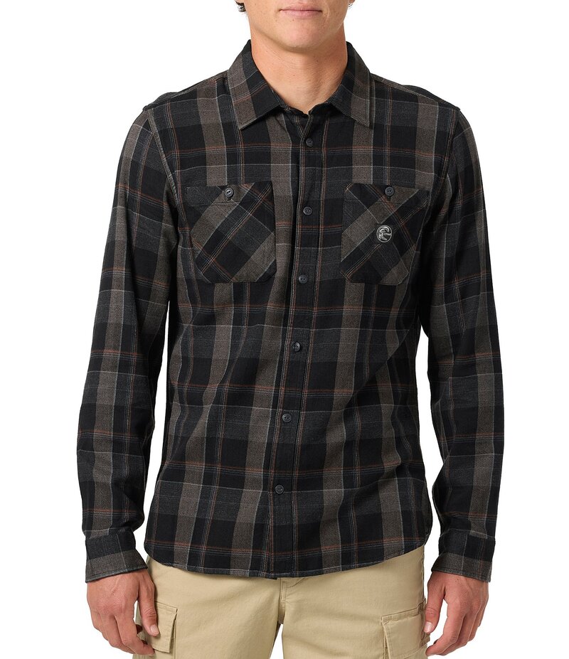オニール メンズ トップス シャツ O'Neill Clashed Long Sleeve Organic Flannel Shirt Black ブラック