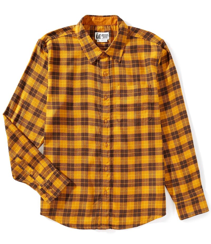 モルモット メンズ トップス プルオーバー Marmot Plaid Lightweight Flannel Long Sleeve Woven Shirt Honey Glaze 読み合わせる