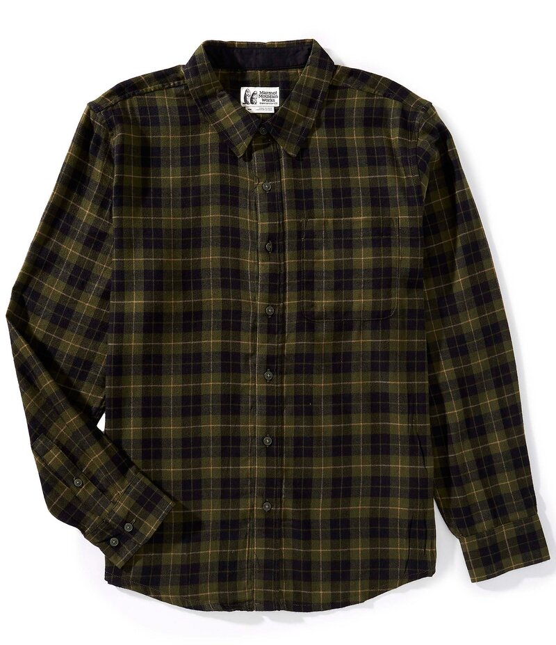 モルモット メンズ トップス プルオーバー Marmot Plaid Lightweight Flannel Long Sleeve Woven Shirt Nori 読み合わせる