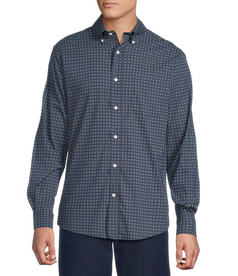 ダニエル クレミュ メンズ トップス シャツ プリント Cremieux Blue Label Performance Stretch Geo Print Twill Long Sleeve Woven Shirt Dark Navy ネイビー
